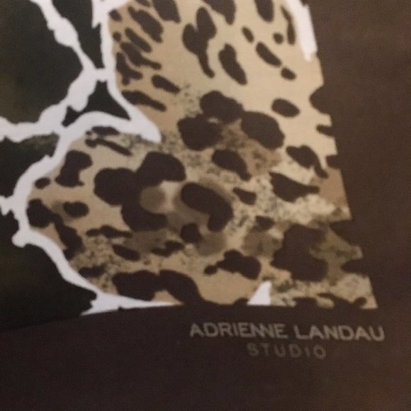 Adrienne Landau Studio Vintage Silk Scarf Animal Prints Leopard Brown Gold Large - Picture 2 of 7